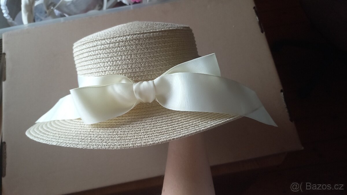 Bride klobouk - slaměný klobouk s mašlí a nápisem bride - 3