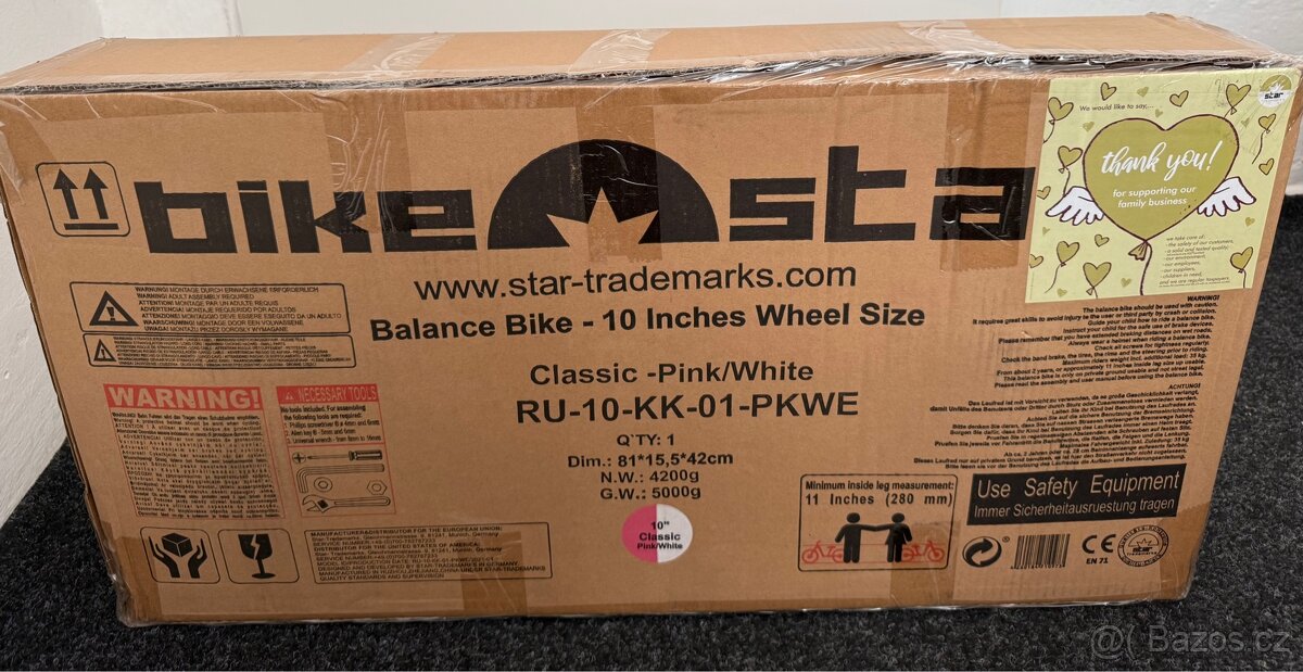 Bikestar bezpečné odrážedlo 10´´ Pink White - zabalené - 3