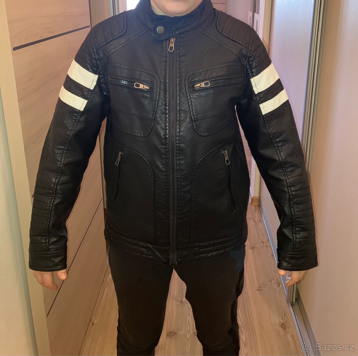 Krásná kožená chlapecká bunda vel. 152 - 3