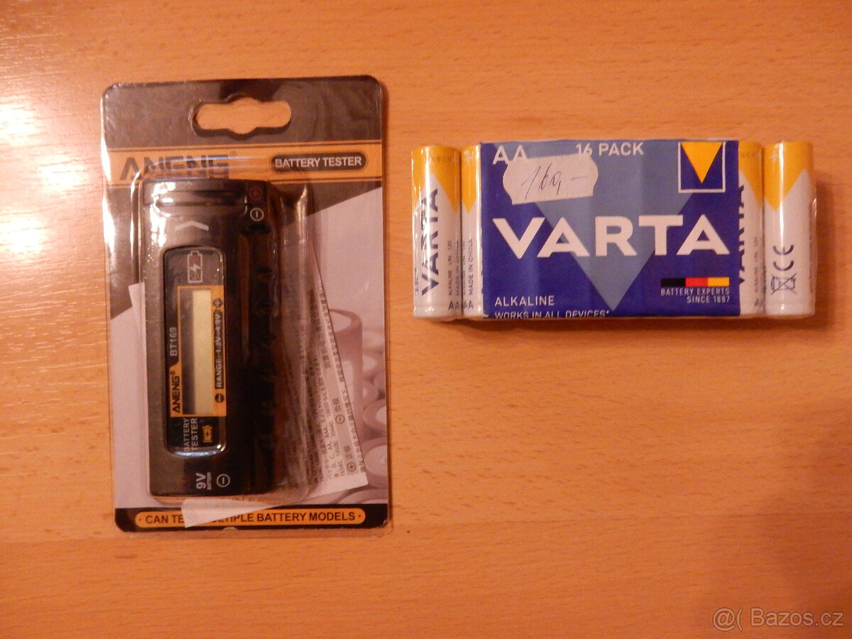 Prodám organizer na baterie+tester baterií+16ks baterií AA V - 3