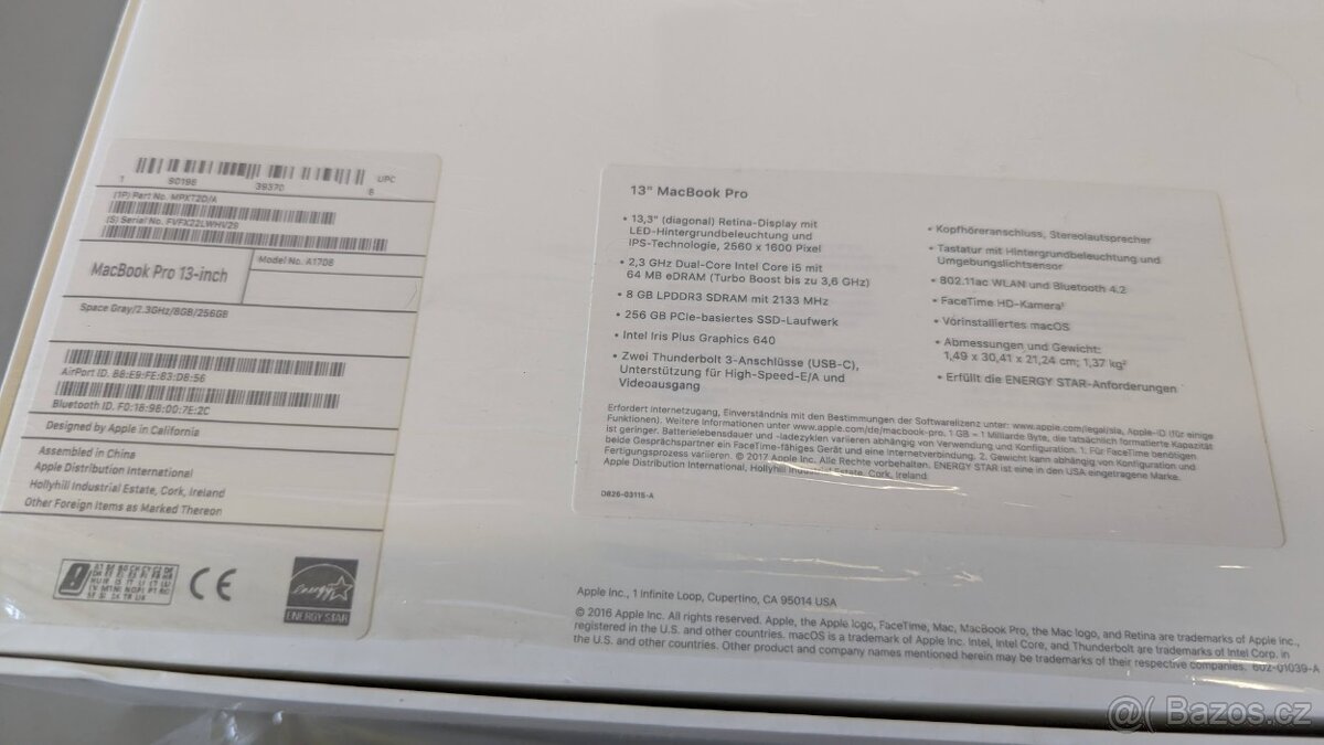 NOVÝ, ZÁRUKA 2 ROKY Apple MacBook Pro 13" 2017 i5 8/256 - 3