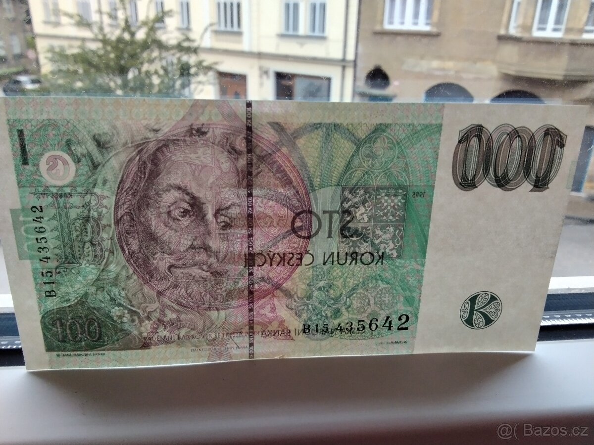 100 Kč (1995) Chybotisk, bez vodoznaku,UNC.RRR - 3