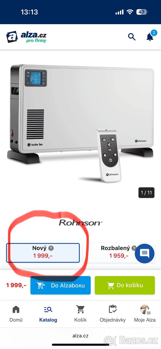 Konvektor ROHNSON R-019: NOVÝ - ZABALENÝ - 3