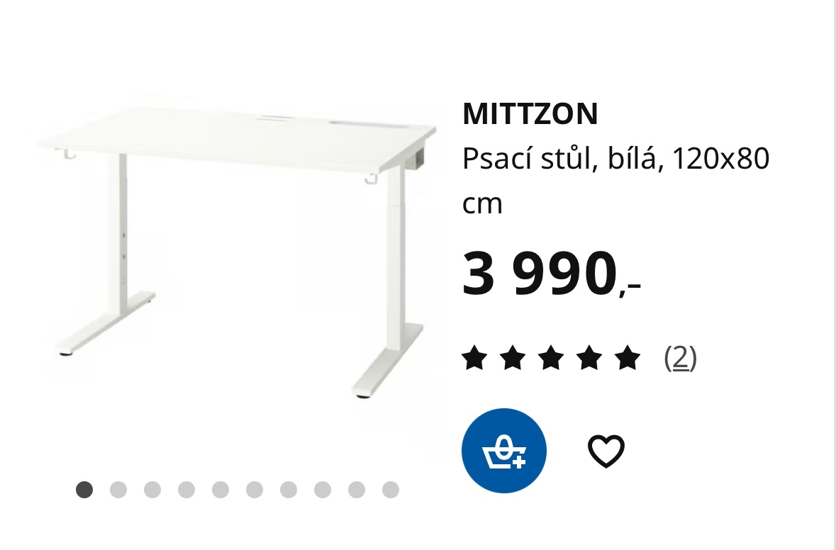 Psací stůl IKEA MITTZON 120x80 cm bílý - 3