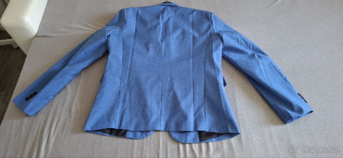 NOVÝ-Pánský oblek modrý sako a kalhoty - 3