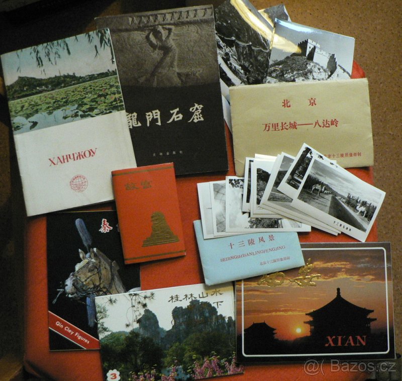 Čín. baterka, pinzety, pohlednice, tisk (archivní) aj. - 3