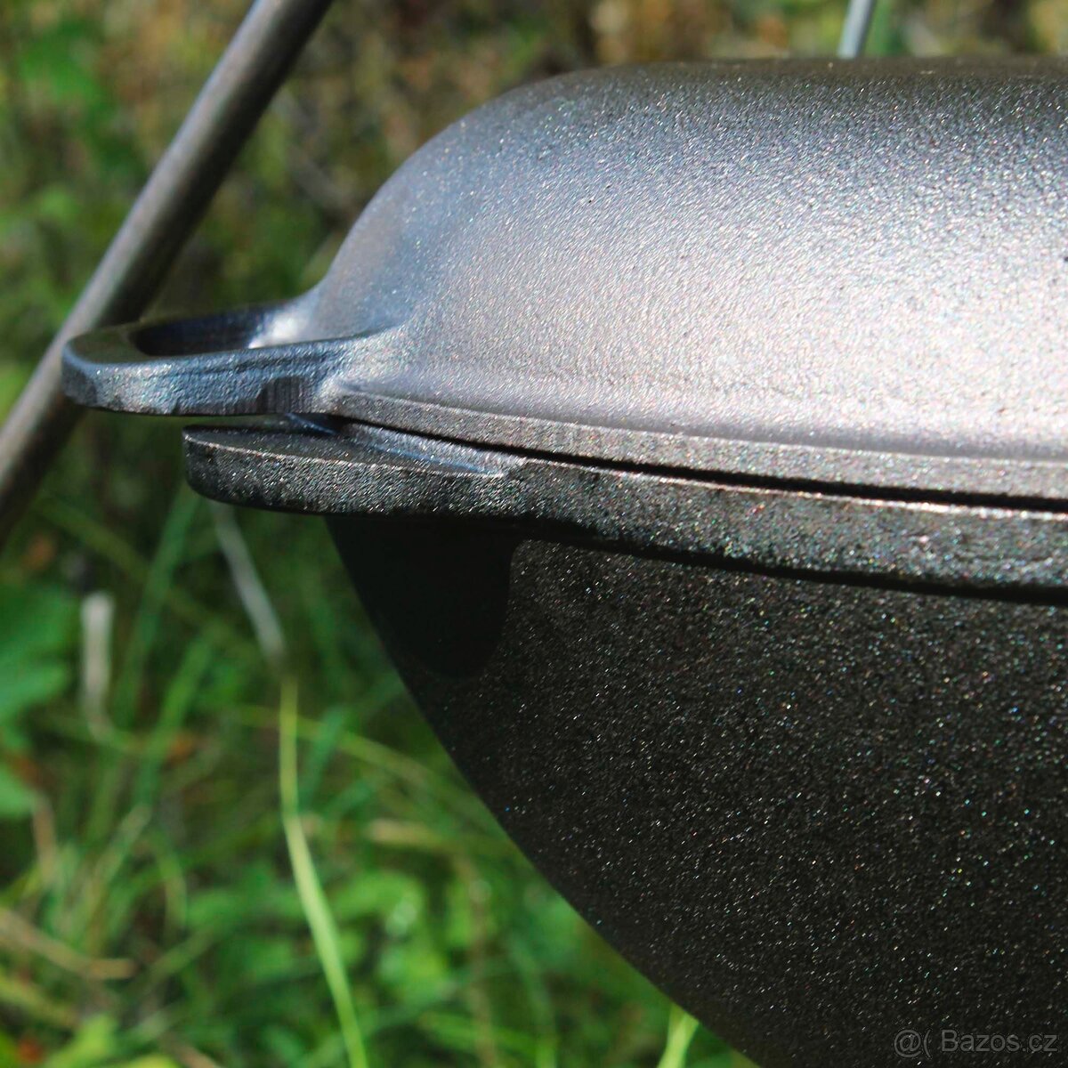 Tatarský litinový kotlík 12 l s poklicí–pánví - 3