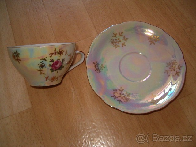 Perleťová kávová porcelánová souprava - 3