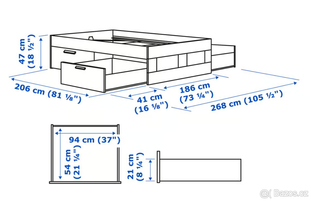 Prodam postel 180x200 Ikea Brimne - 3