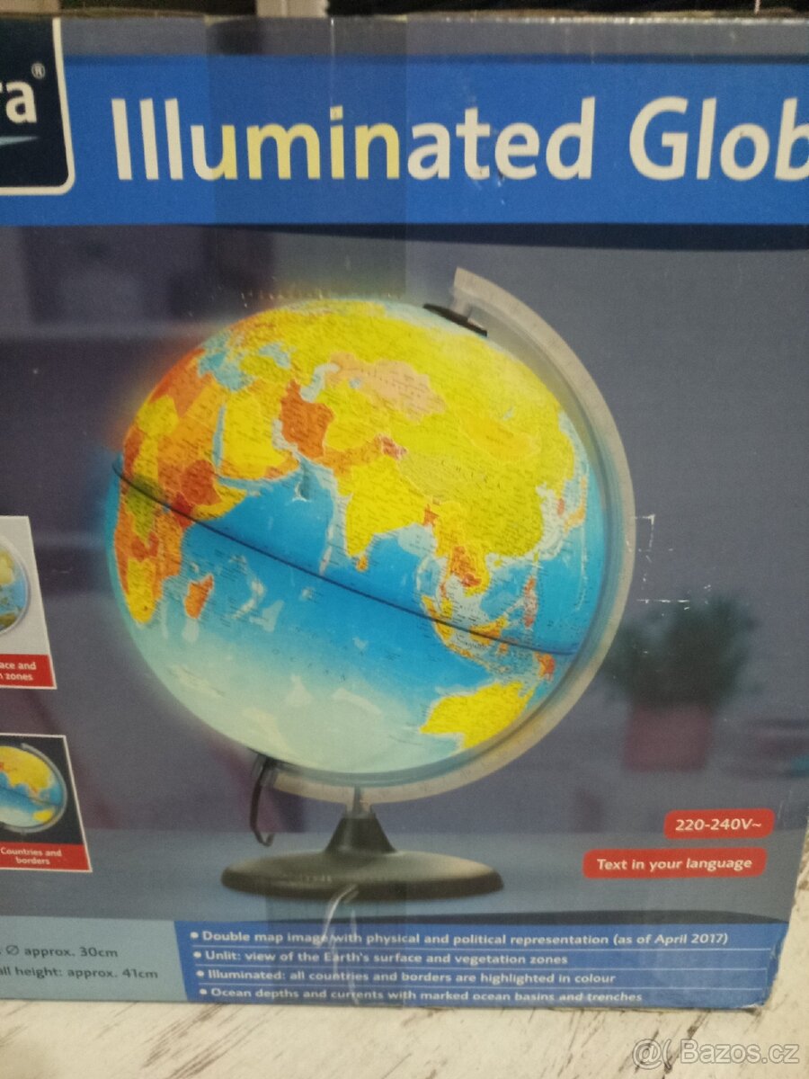 Svítící glóbus lampička, nový - 3