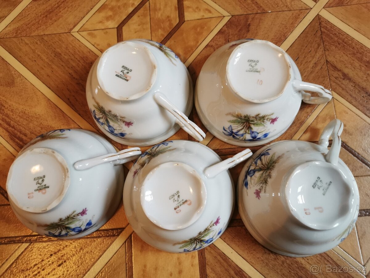 Starý kávový servis Epiag Loket s květinovým motivem - 3