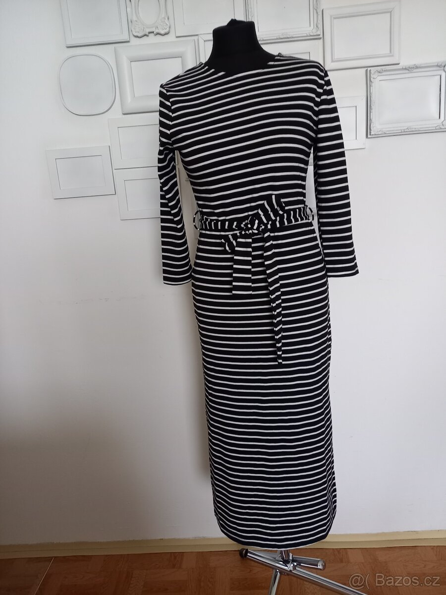 Maxi černé pruhované šaty - 3
