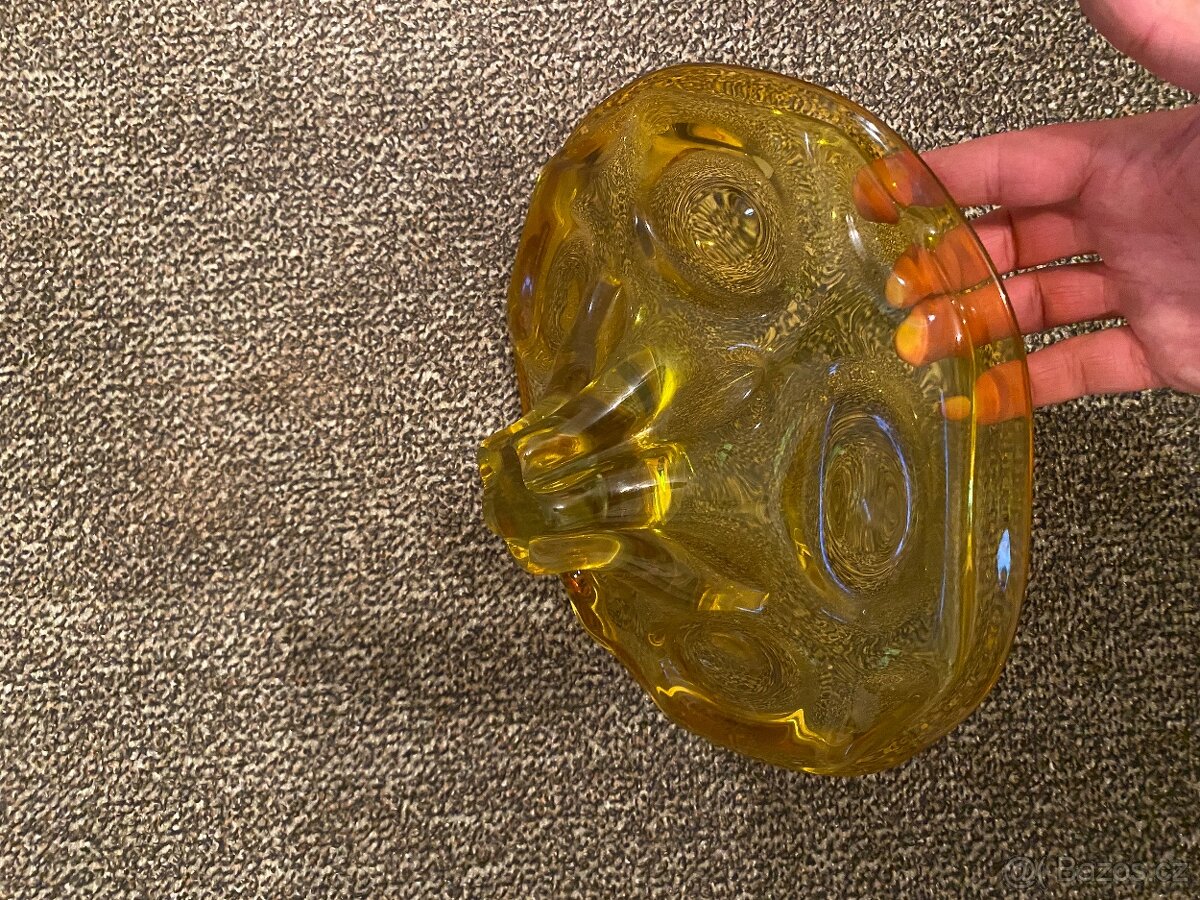 Žlutá skleněná mísa 60 léta - 3