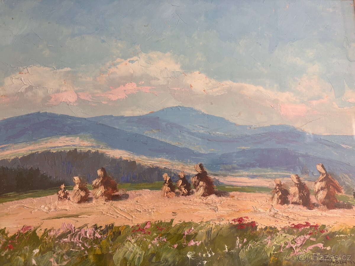 Obraz Miroslav Procházka,Šumava po žních 1948,olej 54x66 - 3