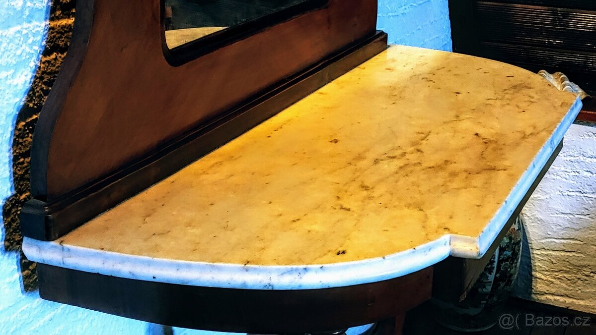 Nádherný toalet. stolek se zrcadlem a mram. deskou - 3