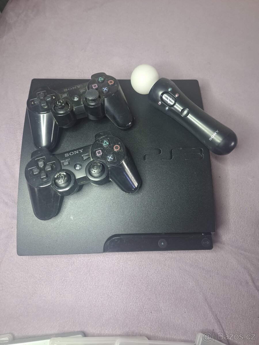 Prodám PlayStation 3 Slim – velký set: 2 ovladače, Move, Kam - 3