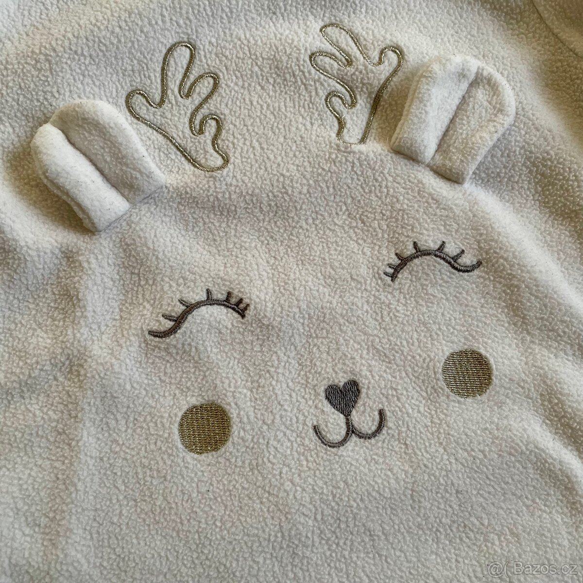 Bílá dívčí vánoční fleecová mikina se sobem vel. 92/98 - 3