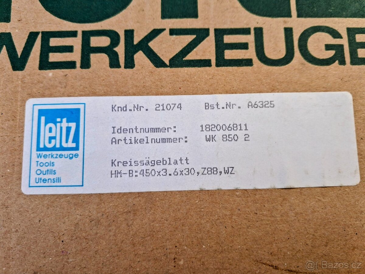 NOVÝ vidiový pilový kotouč vysoké kvality LEITZ 450x3.6x30 + - 3