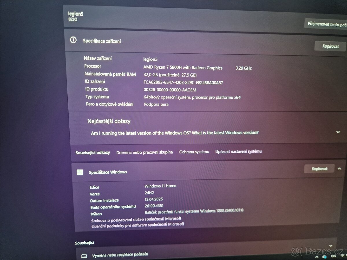 Herní notebook Lenovo Legion 5 Pro /RTX 3070 /165Hz - 3