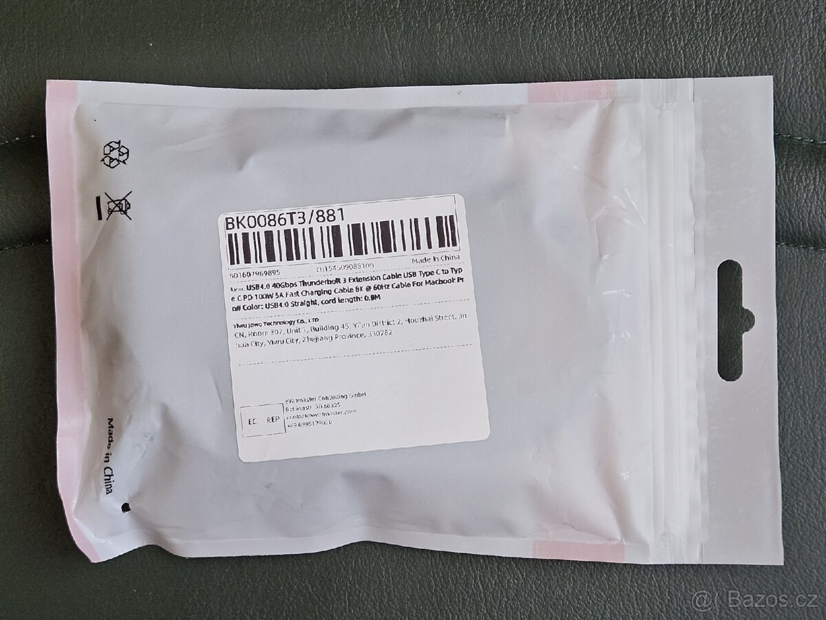 USB 4 40Gbit Thunderbolt 3 prodlužovací datový kabel 100W PD - 3