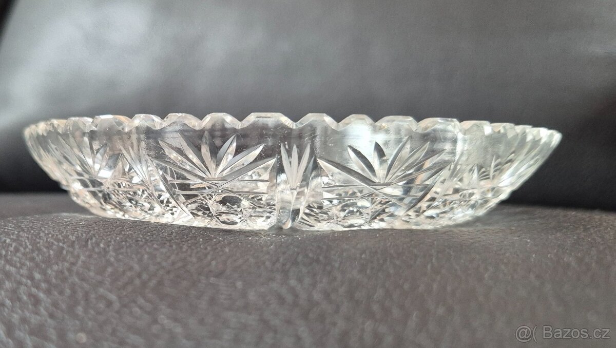 Krásná skleněná ručně broušená miska olovnatý křišťal - 3