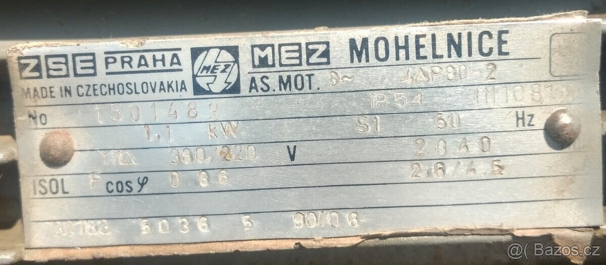 DOMÁCÍ SEKAČKA - MOTOR 1,1kW 380/220V - 3