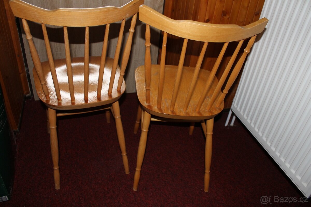 Dřevěné židle, 2 x bytelné - 3