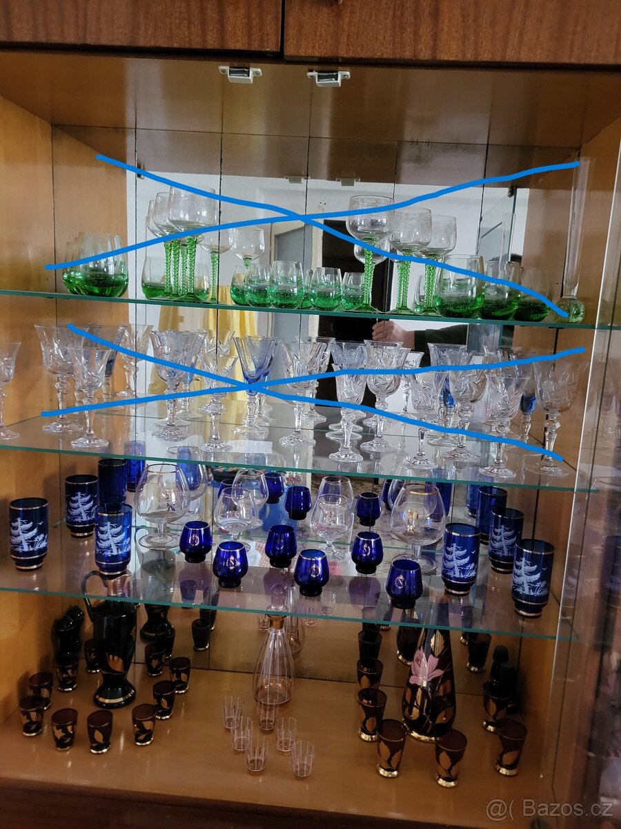 Broušené sklo, likérové soupravy - 3