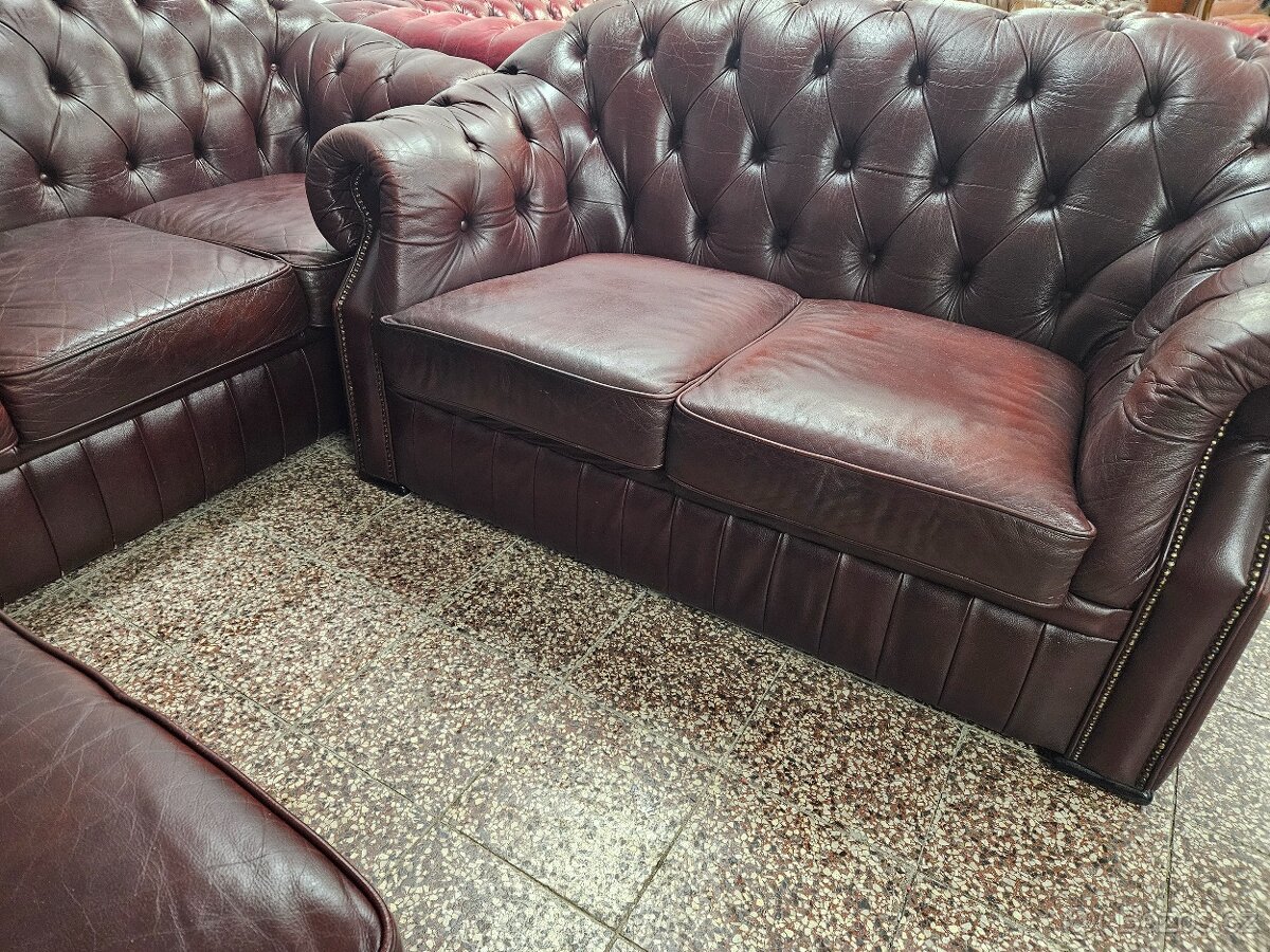 CHESTERFIELD ŠTÝL,KOŽENÁ 3+2+1,SEDAČKA - 3