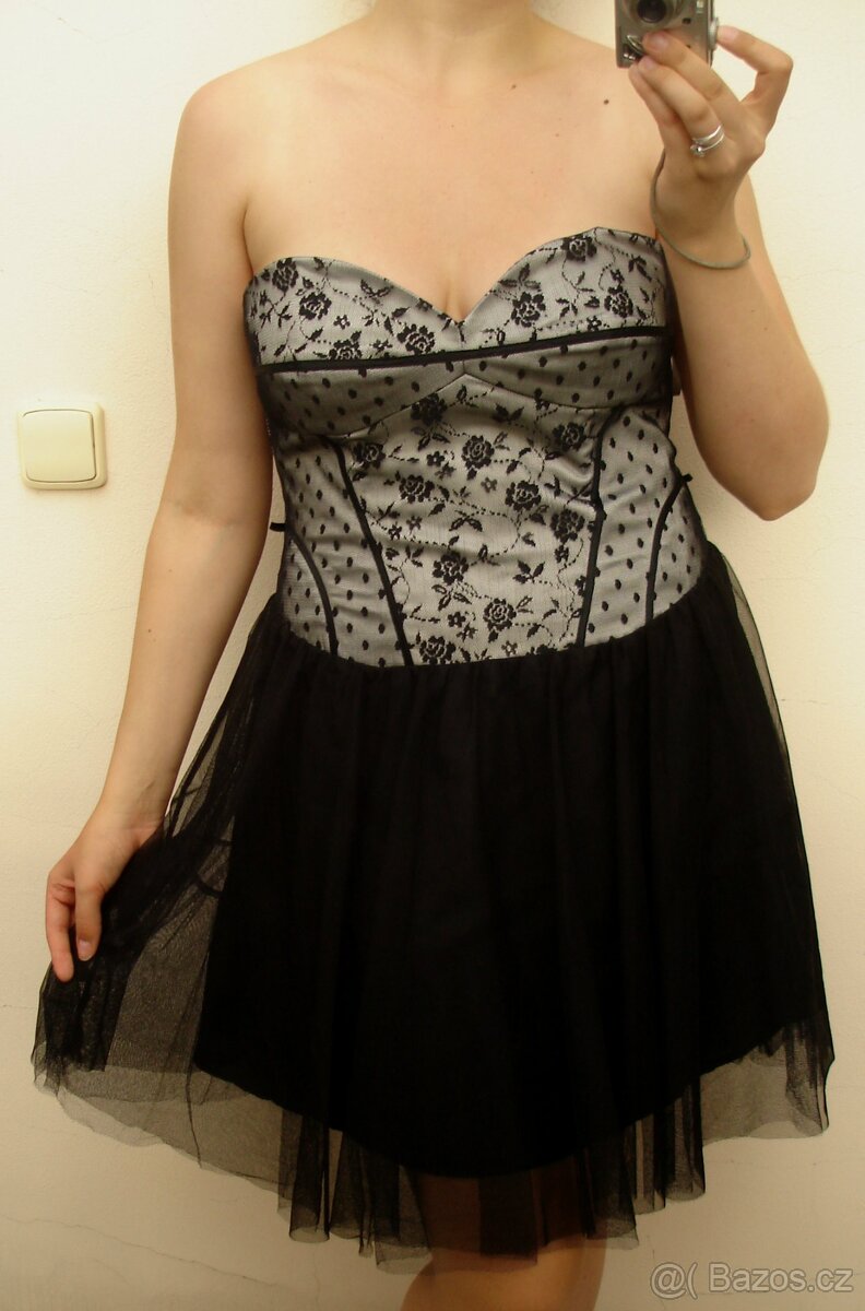 plesové,večerní šaty bez ramínek v.40 - 3