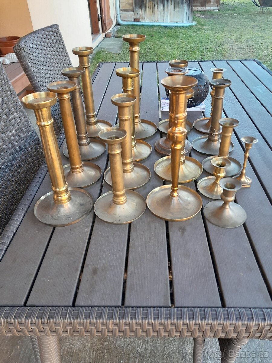 Mosazné starožitné svícny - 3