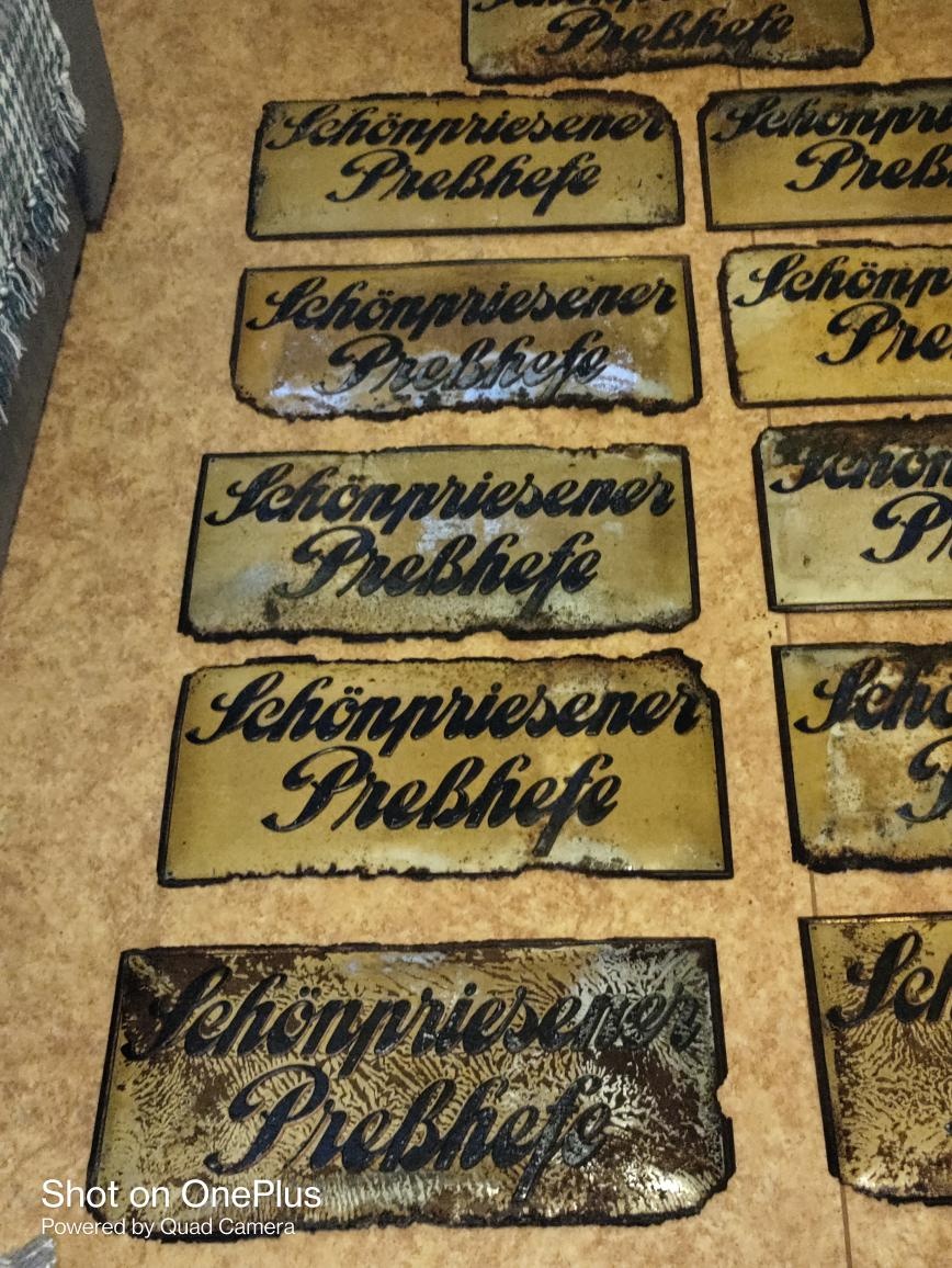 Starožitné,plechové reklamní tlačené cedule-lisované droždí - 3