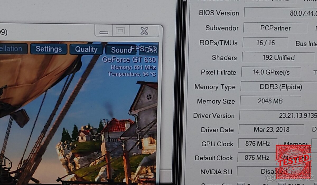 retro otestovany Geforce GT630 2GB PCI-E - 3