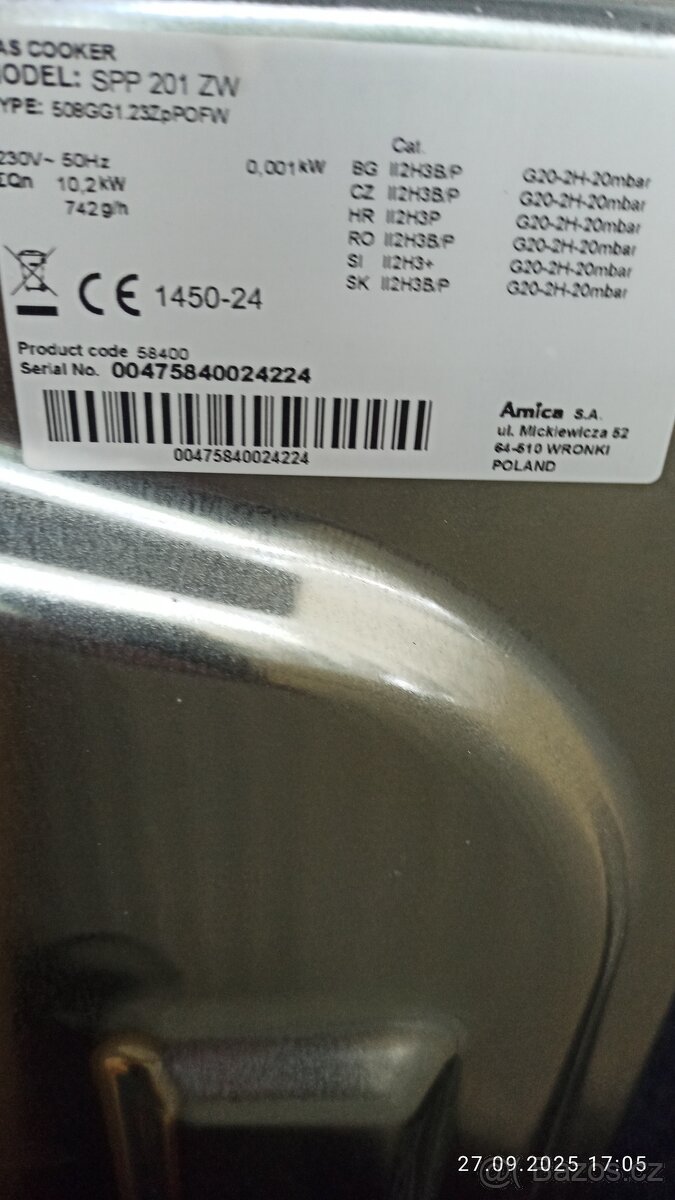 PLYNOVÝ SPORÁK NOVÝ AMICA - 3