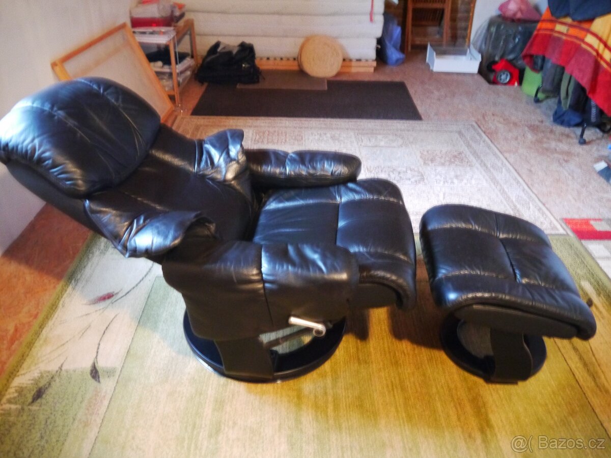 Polohovací kožené křeslo - 3
