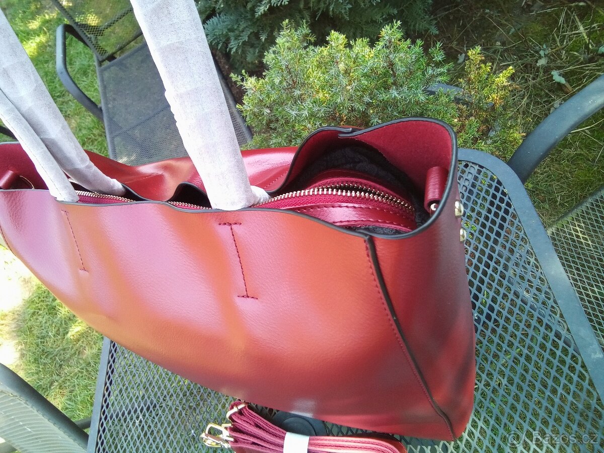 VÍNOVÁ KOŽENÁ KABELKA - 3