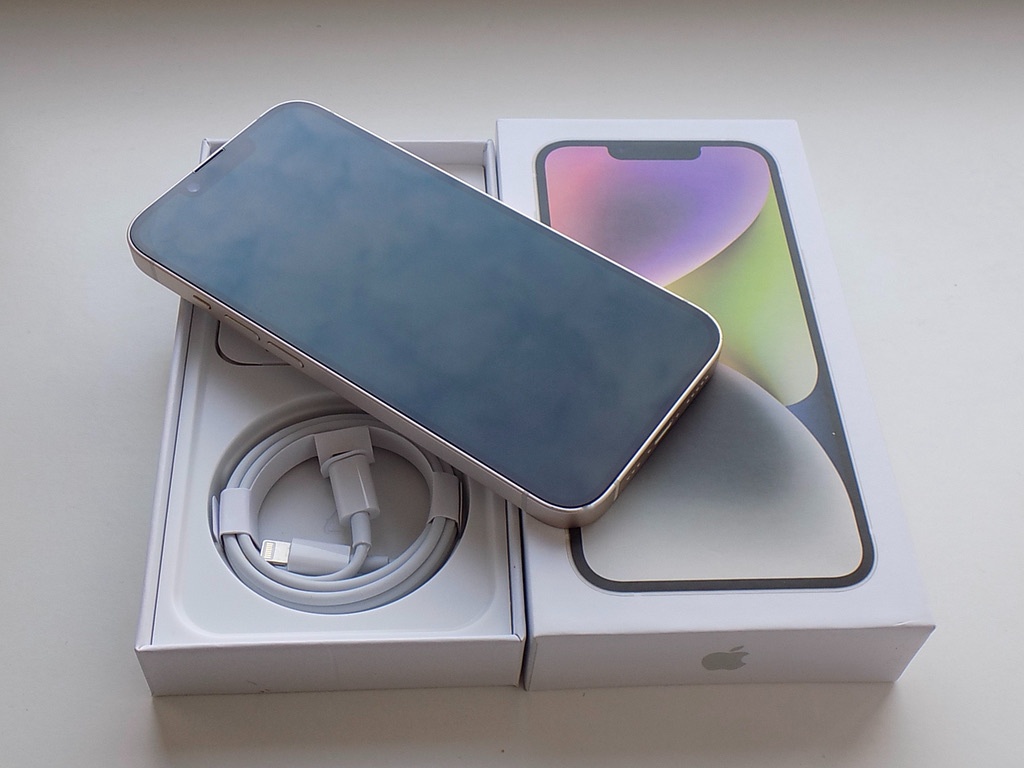 APPLE iPhone 14 128GB White - ZÁRUKA - TOP STAV - 100% bat. - 3