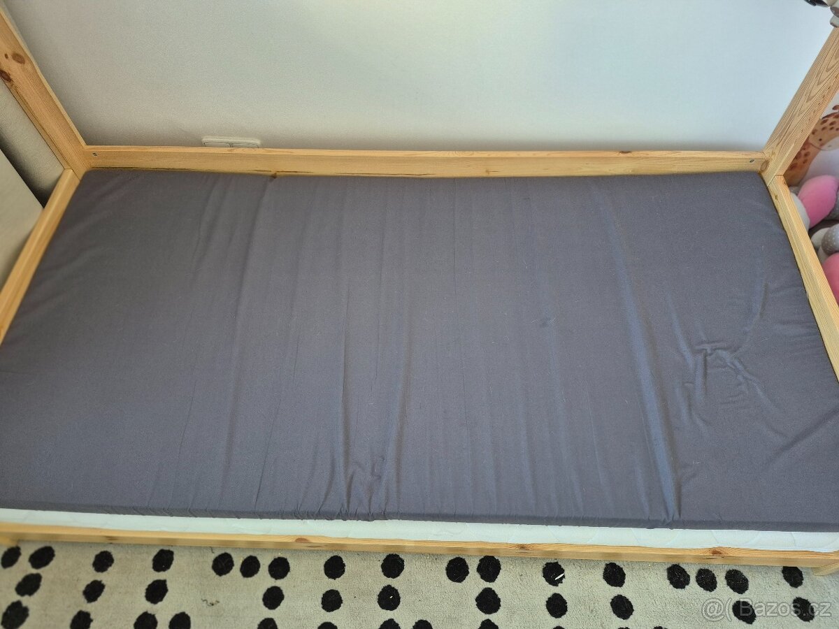 Dětská domečková postel 160x80 borovice s roštem a matrací - 3