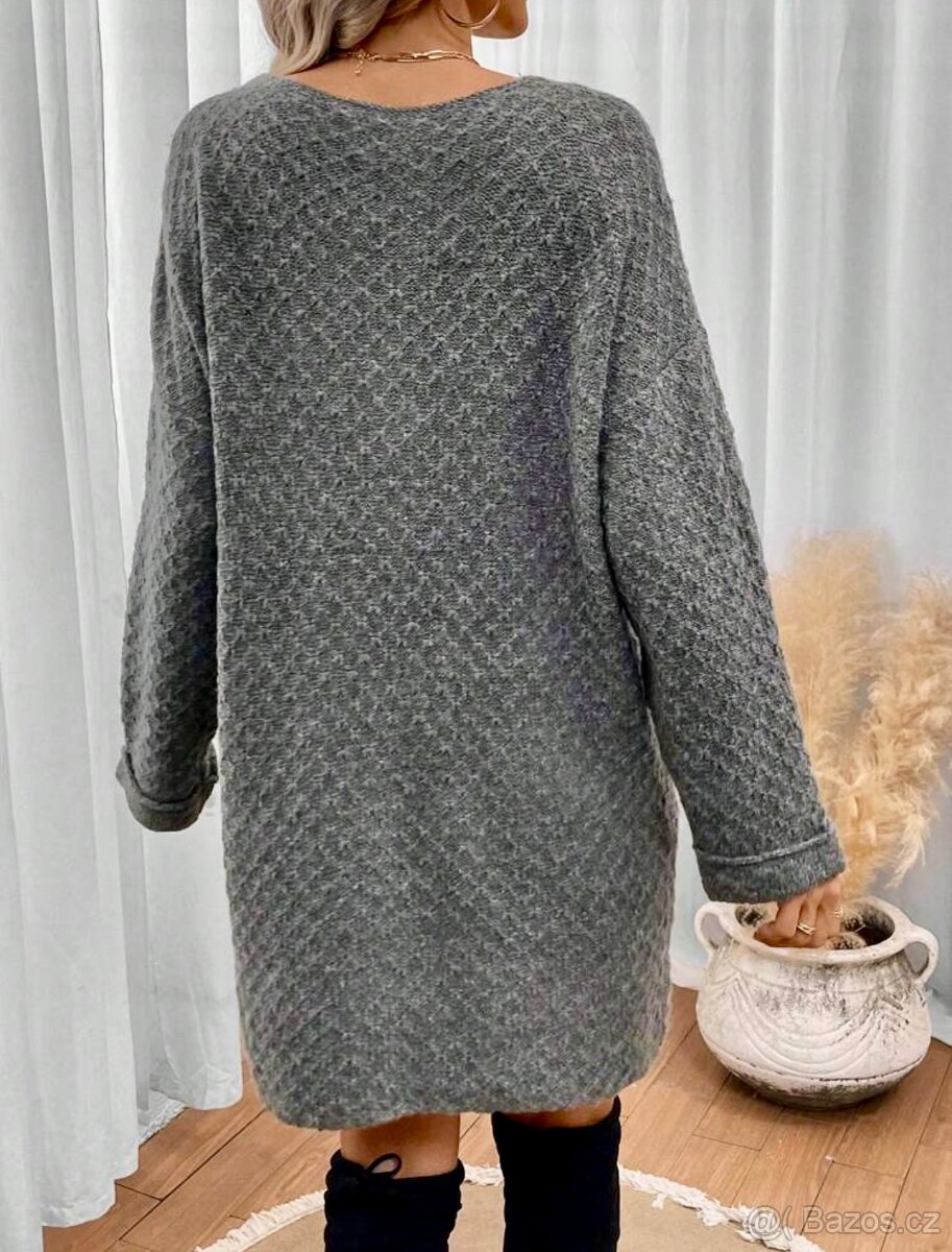 Dlouhý svetr - svetrové šaty 36/40 - 3