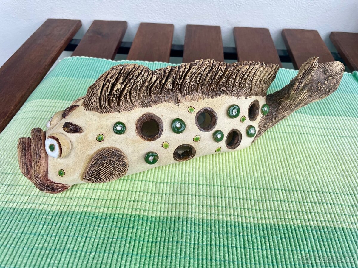 keramický svícen - ryba - 3