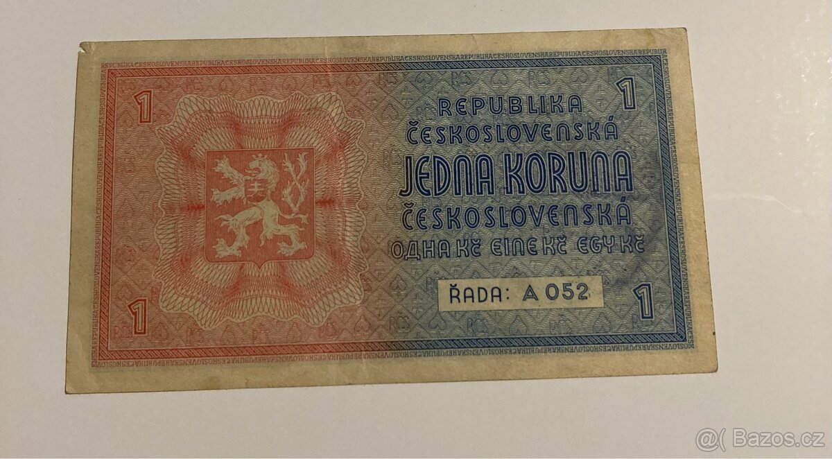 Bankovky 1 koruna ruční přetisk - 3