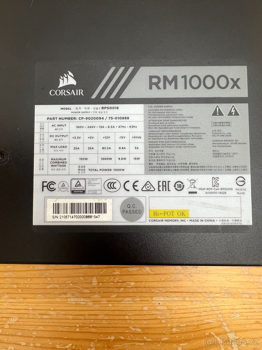 Corsair RM 1000x 80 Plus Gold Plně funkční,záruka - 3