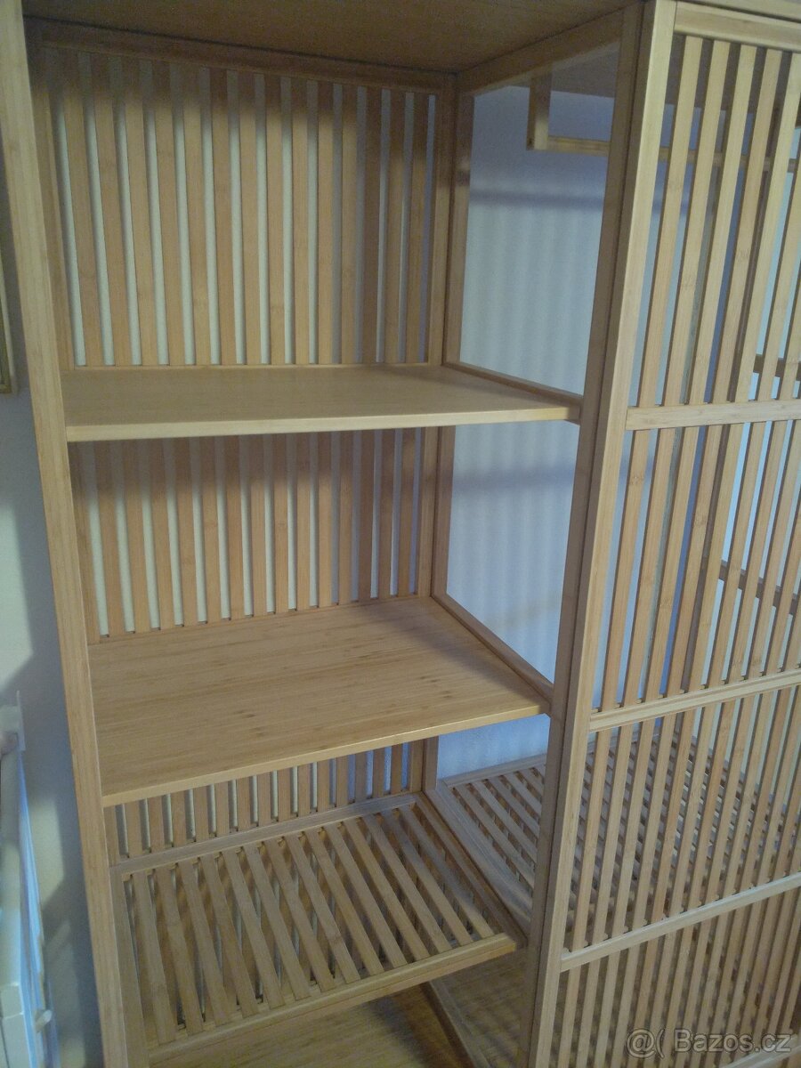 Otevřená šatní skříň IKEA s pos.dveřmi, bambus, 120x186 cm - 3