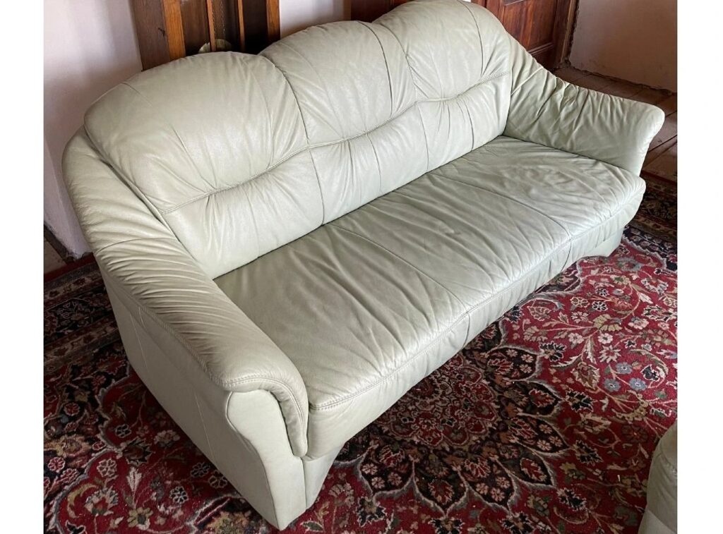 Luxusní kožená sedací souprava 3+1+taburet, 1900 - 3