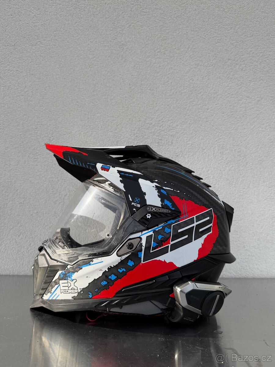 Prilba LS2 MX701 Explorer Carbon Extend čierno-modro-červe - 3