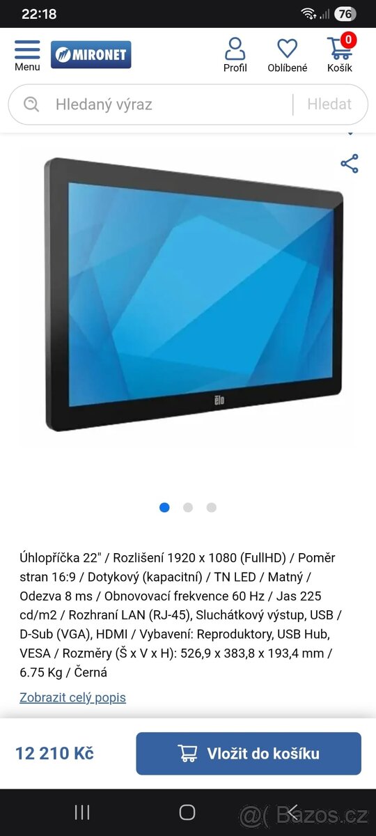 Dotykový monitor 22" - 3