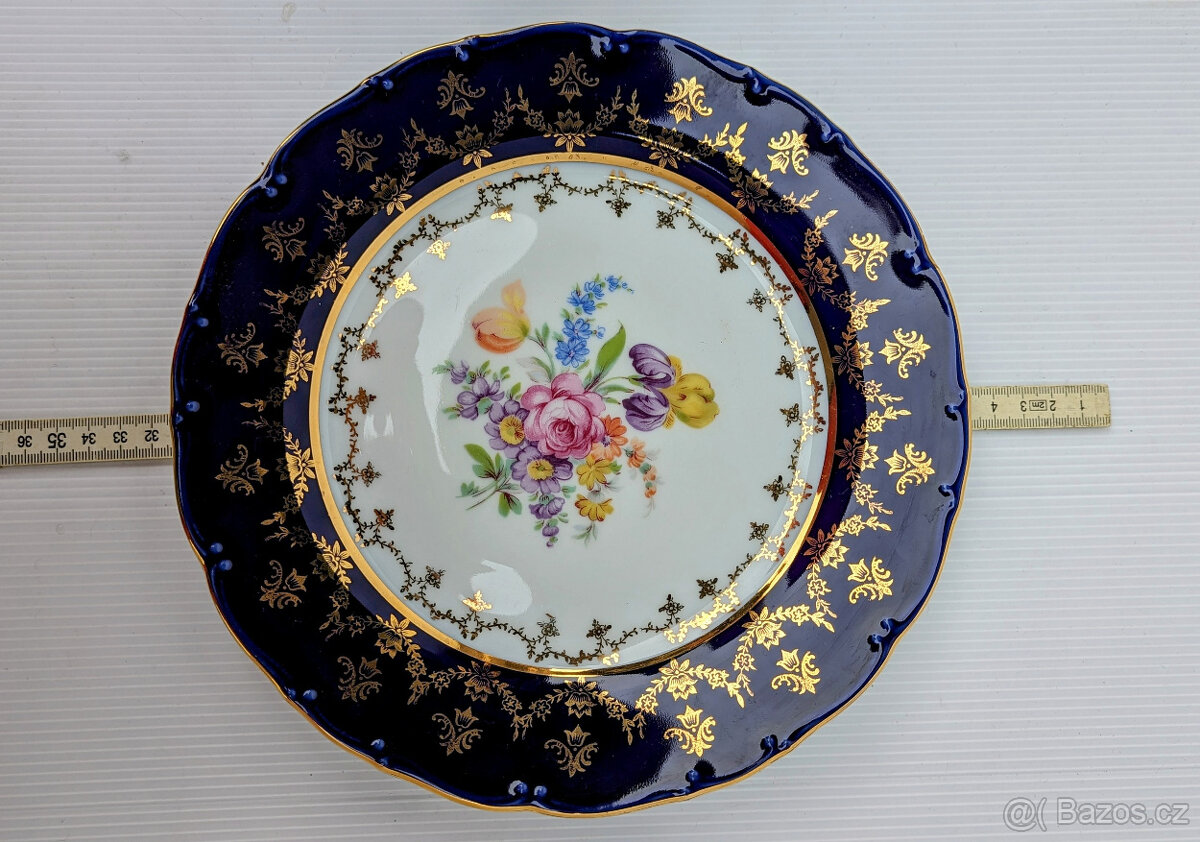 Talíř + mísa. Porcelán Loučky. Kobalt. - 3