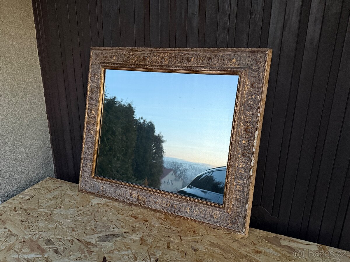 Retro zrcadlo se zlatým rámem 80 x 68 - 3