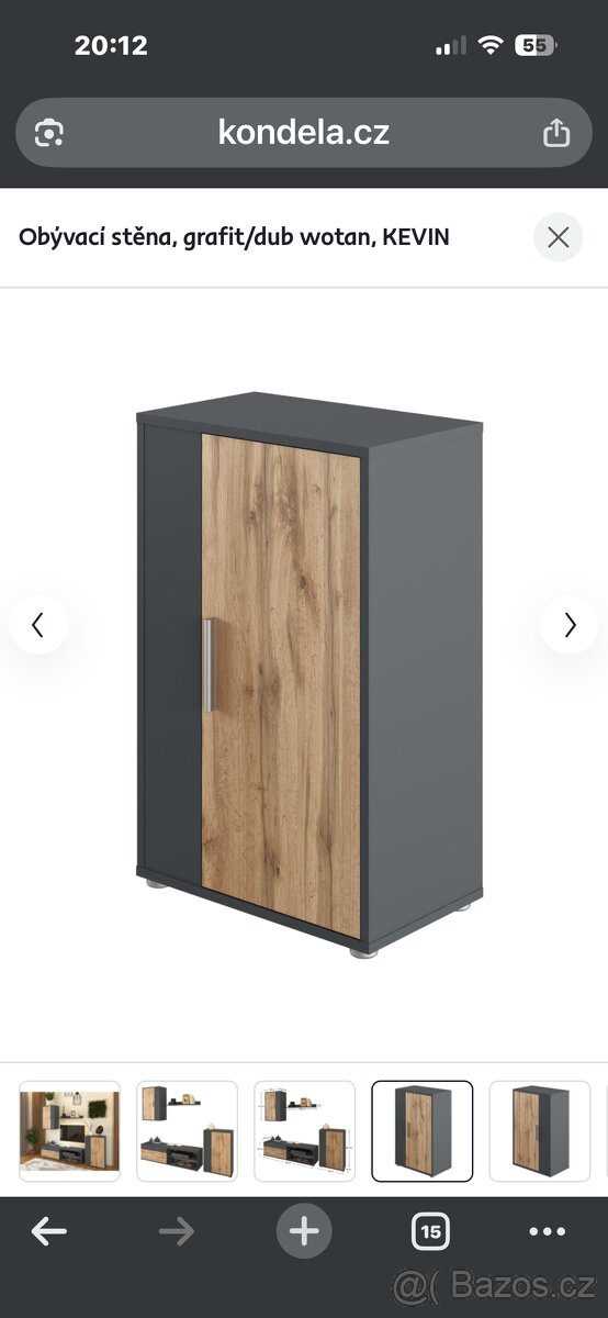 Obývací stěna, grafit/dub wotan, KEVIN - 3