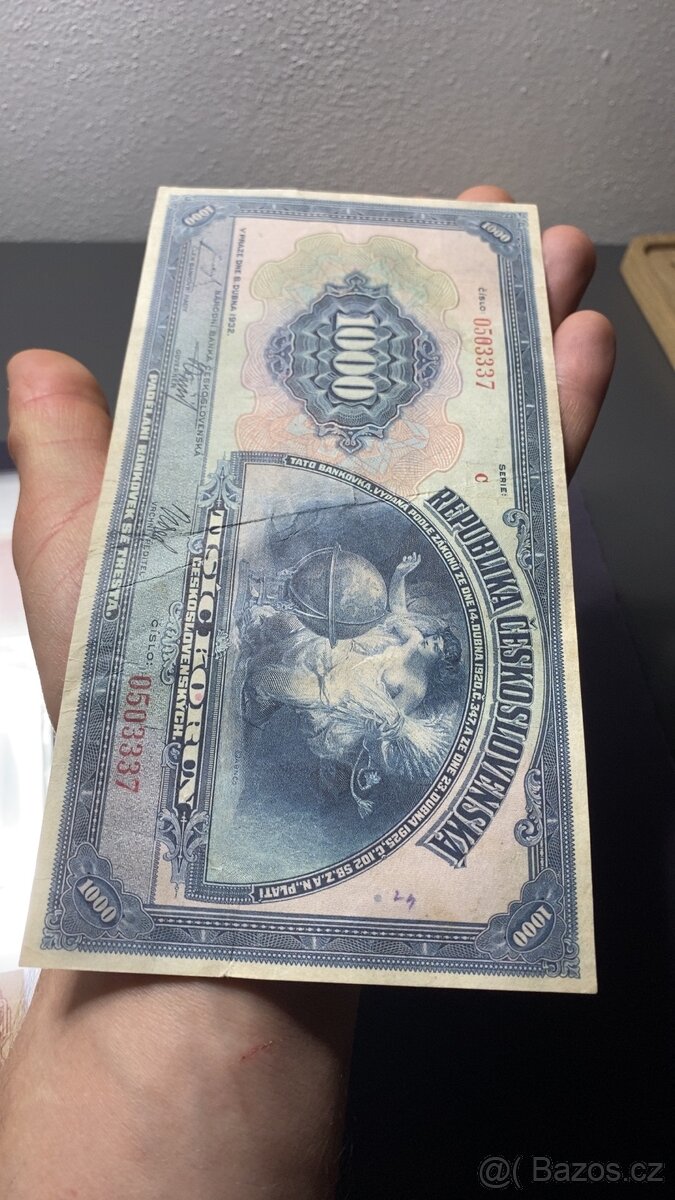 1000 kčs 1932 - vzácná - 3